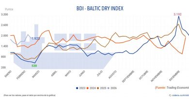 El Baltic Dry Index desciende más de un 10% en la última semana